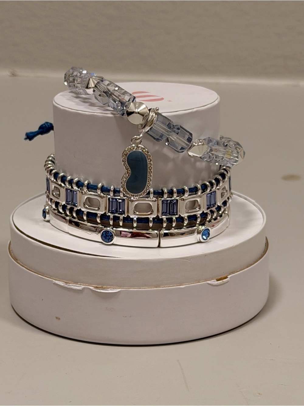 Bomb Party NWT! “Dream Mode Activated” Silver and Blue Bracelet Stack